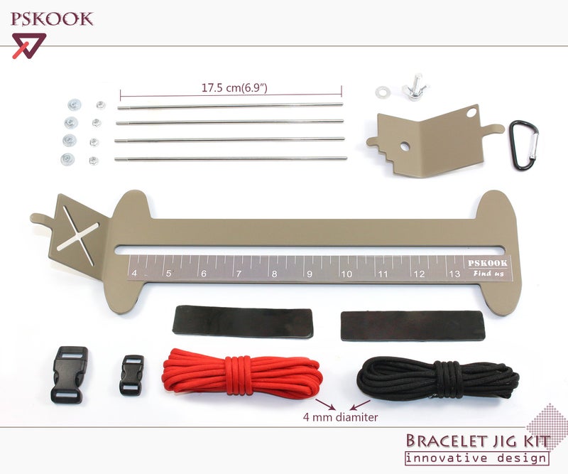 PSKOOK Paracord Jig Bracelet Maker, Paracord Tool Kit Adjustable Length Weaving DIY Craft Maker Tool (Khaki) - Image 3
